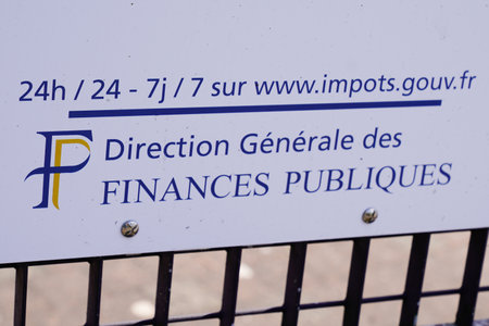 Bordeaux , Aquitaine / France - 06 01 2020 : direction generale des finances publiques logo sign of french taxes office buildingのeditorial素材