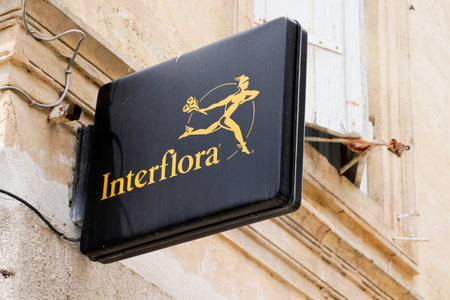 Bordeaux , Aquitaine / France - 06 01 2020 : Interflora logo sign of shop flowers and delivery network storeのeditorial素材