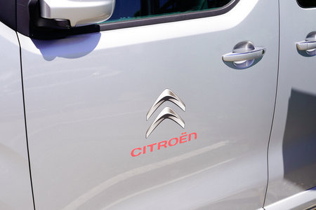 Bordeaux , Aquitaine / France - 06 01 2020 : citroen car with logo sign stickers on door parked in dealershipのeditorial素材