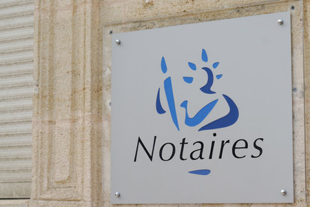 Bordeaux , Aquitaine / France - 06 01 2020 : Notaire sign and logo for french notary officeのeditorial素材