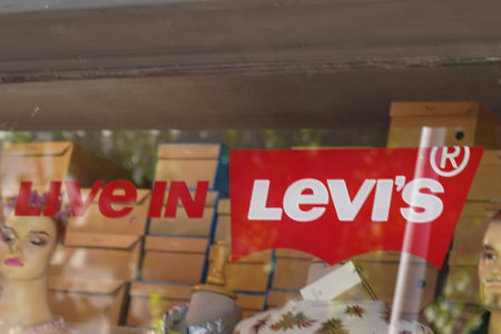 Bordeaux , Aquitaine / France - 05 05 2020 : Levi's Store Logo on windows of American shop clothing...