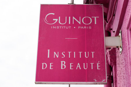 Bordeaux , Aquitaine / France - 06 06 2020 : guinot institut de beaute logo sign of french shop cosmetics and perfume storeのeditorial素材