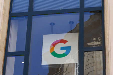 Bordeaux , Aquitaine / France - 06 06 2020 : Google sign logo on building of American multinational corporation of Internet servicesのeditorial素材