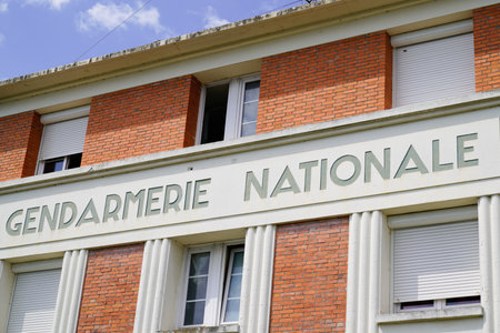 gendarmerie Nationale sign text logo on building office barrack means french military policeのeditorial素材