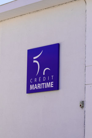 Bordeaux , Aquitaine / France - 06 01 2020 : credit maritime logo of bank agency with sign on facade officeのeditorial素材