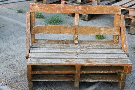 recycled wood garden lounge on the terrace make in diy wooden palletsの写真素材