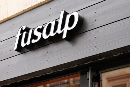 Bordeaux , Aquitaine / France - 06 14 2020 : Fusalp logo sign of store of winter clothing originally...