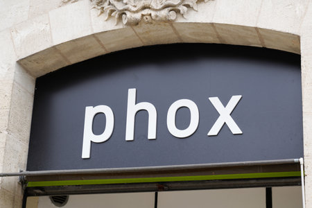 Bordeaux , Aquitaine / France - 06 14 2020 : phox logo sign shop of camera electronics store specialized in photographyのeditorial素材