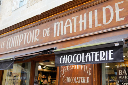 Bordeaux , Aquitaine / France - 06 14 2020 : le comptoir de mathilde Chocolaterie sign store front logo of groceries candy shopのeditorial素材
