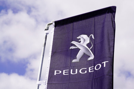 Bordeaux , Aquitaine / France - 06 20 2020 : peugeot logo sign car dealer store dealership automobilesのeditorial素材