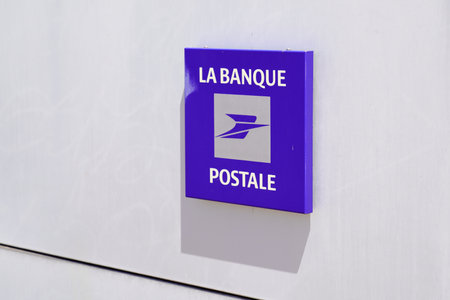 Bordeaux , Aquitaine / France - 06 20 2020 : La Banque Postale logo sign blue of office French bank post shopのeditorial素材