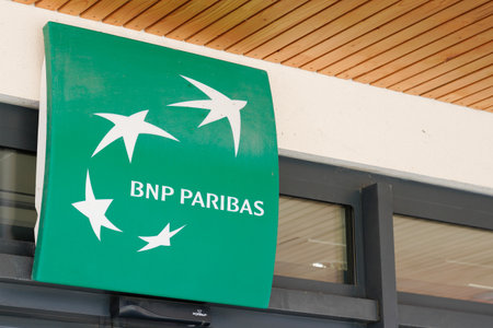 Bordeaux , Aquitaine / France - 06 20 2020 : BNP Paribas logo office sign of french paris bank agencyのeditorial素材
