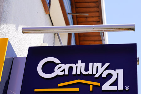 Bordeaux , Aquitaine / France - 06 20 2020 : Century 21 sign and yellow logo of real estate store broker office company shopのeditorial素材