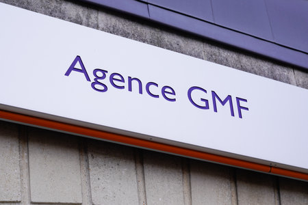 Bordeaux , Aquitaine / France - 06 20 2020 : GMF text agency with insurance logo company sign of french financial services officeのeditorial素材