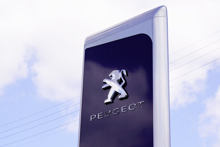 Bordeaux , Aquitaine / France - 06 20 2020 : Peugeot logo sign of car dealership of French automobile shopのeditorial素材