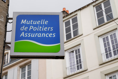 Bordeaux , Aquitaine / France - 06 20 2020 : Mutuelle de poitiers assurances logo and office sign of insurance French mutual agencyのeditorial素材