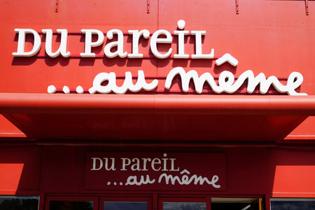 Bordeaux , Aquitaine / France - 07 02 2020 : Du Pareil Au MÃªme red sign and text logo DPAM of shop for clothing kidsのeditorial素材