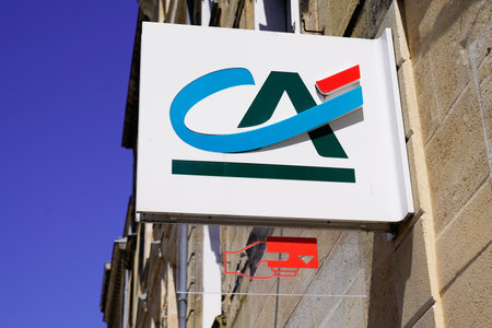 Bordeaux , Aquitaine / France - 07 06 2020 : ca sign letters logo of Credit Agricole french brand bank agency on facade officeのeditorial素材