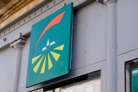 Bordeaux , Aquitaine / France - 07 06 2020 : Groupama logo green sign on store french insurance agency officeのeditorial素材