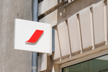 Bordeaux, Aquitaine / France - 07 07 2020: Air France logo sign on wall building agency store of...