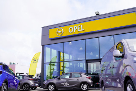 Bordeaux, Aquitaine / France - 07 07 2020: opel store dealership with yellow car sign logo of german shop automobile manufacturerのeditorial素材