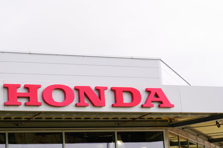 Bordeaux, Aquitaine / France - 07 17 2020: Honda dealership sign car and motorbike logo of store Japanese automobile motorcycle manufacturer storeのeditorial素材