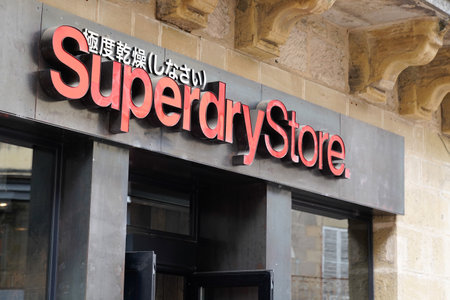 Bordeaux, Aquitaine / France - 07 21 2020: Superdry Store logo and text sign on clothing design manufacturing company founded in Londonのeditorial素材