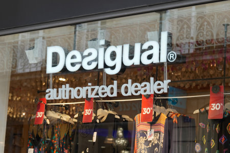 Bordeaux, Aquitaine / France - 07 25 2020: Desigual authorized dealer logo and text sign on windows...