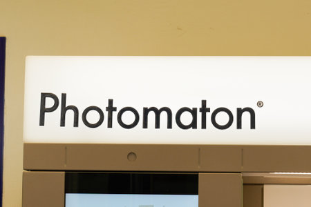 Bordeaux, Aquitaine / France - 07 25 2020: photomaton sign and text logo of terminal machine for Photo booth for identity photosのeditorial素材