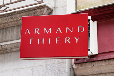 Bordeaux, Aquitaine / France - 07 28 2020: armand Thierry text and logo sign on store boutique clothing shop front in city streetのeditorial素材