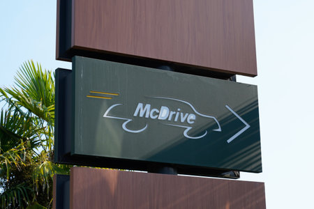 Bordeaux, Aquitaine / France - 08 04 2020: McDonald's McDrive drive logo sign service of American hamburger fast food restaurant chain McDonaldsのeditorial素材