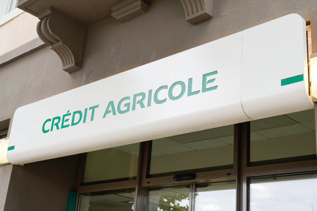 Bordeaux, Aquitaine / France - 08 10 2020: Credit Agricole sign text logo for french bank agency facadeのeditorial素材