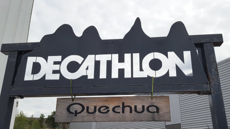 Bordeaux, Aquitaine / France - 08 10 2020: decathlon quechua sign store logo in sporty shop buildingのeditorial素材
