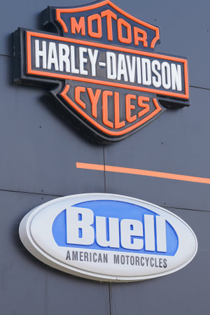 Bordeaux, Aquitaine / France - 08 10 2020: buell and Harley-Davidson logo text and sign of motorcycle dealership shop of motorbike storeのeditorial素材
