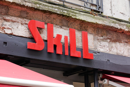 Bordeaux, Aquitaine / France - 08 10 2020: skill sign and text logo front of brand shop shoes and...