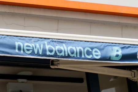 Bordeaux, Aquitaine / France - 08 15 2020: New Balance logo and text sign on shop entrance official store of sportswear shoesのeditorial素材