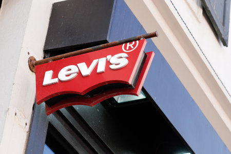 Bordeaux, Aquitaine / France - 08 16 2020: Levi's red sign and text logo Levi Strauss levis American...