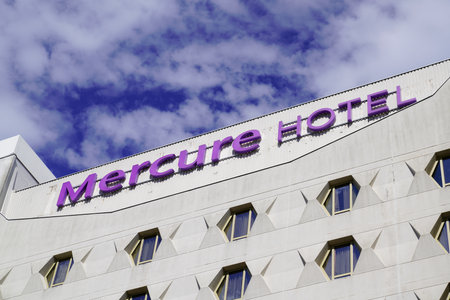 Bordeaux, Aquitaine / France - 08 16 2020: mercury hotel text and sign logo on building facade in blue cloudy skyのeditorial素材