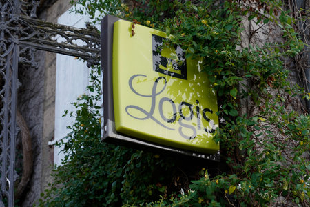 Bordeaux, Aquitaine / France - 08 16 2020: logis sign text and logo of hotel brand on wall building entranceのeditorial素材