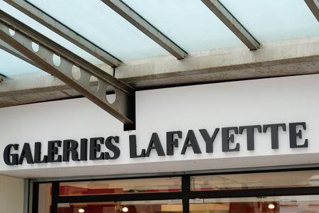 Bordeaux, Aquitaine / France - 08 25 2020: Galleries Lafayette logo and text sign of city shopのeditorial素材