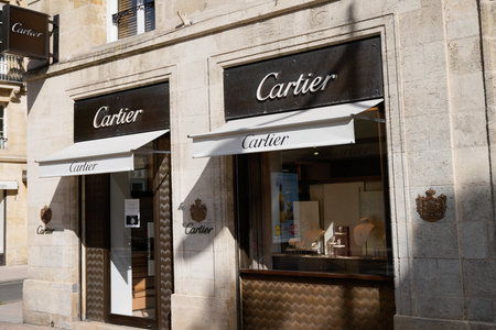 Bordeaux, Aquitaine / France - 08 25 2020: Cartier text sign and logo front of boutique luxury jewelery storeのeditorial素材