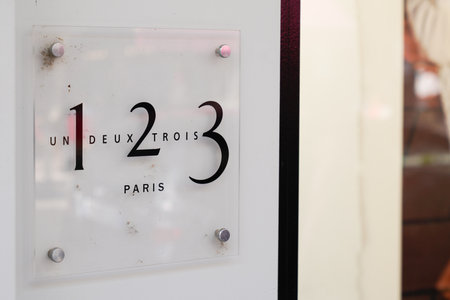 Bordeaux, Aquitaine / France - 09 01 2020: 123 paris one two three text sign and logo front of shop in streetのeditorial素材