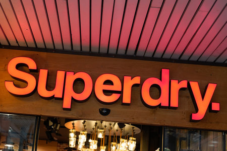 Bordeaux, Aquitaine / France - 09 01 2020: Superdry text and sign logo front of british shop...