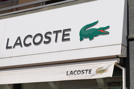 Bordeaux, Aquitaine / France - 09 01 2020: lacoste logo and text sign of store fashion famous french...