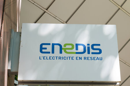 Bordeaux, Aquitaine / France - 09 01 2020: ENEDIS edf logo sign of electricity distribution network provider public company in Franceのeditorial素材