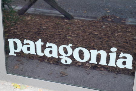 Bordeaux, Aquitaine / France - 09 01 2020: Patagonia logo and sign above the entrance to the storeのeditorial素材