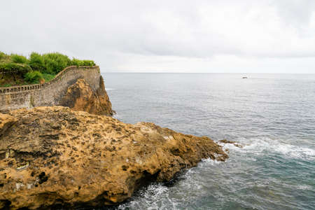 atlantic southwest coast in Biarritz France seascape of stone rock beach sea