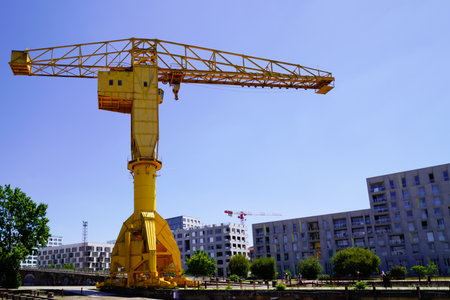 Nantes, loire atlantique / France - 09 20 2020: Former shipyard and Crane Titan tourist symbol of the city of Nantesのeditorial素材