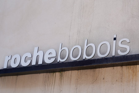 Bordeaux, Aquitaine / France - 09 01 2020: roche bobois logo and sign text of shop brand decoration home on wall storeのeditorial素材