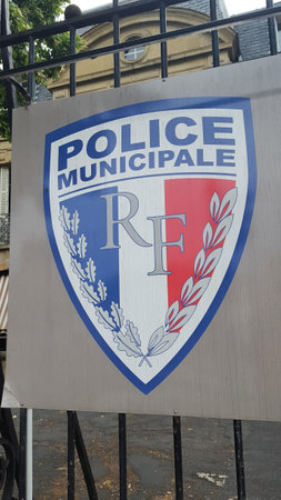 Bordeaux, Aquitaine / France - 09 25 2020: Police Municipal logo and text sign front of France police municipale office in french cityのeditorial素材